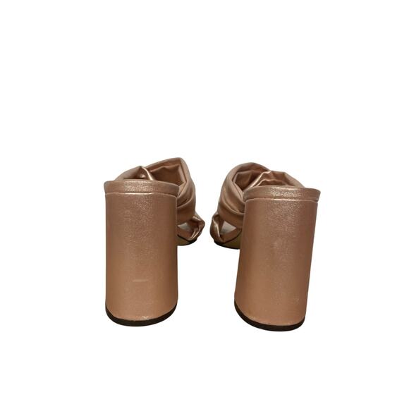 Adrienne Vittadini Sandals Pink Shimmer Faux Leather Block High Heel Mules 8 - Picture 6 of 8